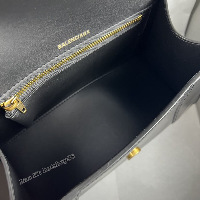 Balenciaga專櫃爆款平紋黑色金扣中號Hourglass沙漏包 巴黎世家頂級原單手提肩背包 fyj1213